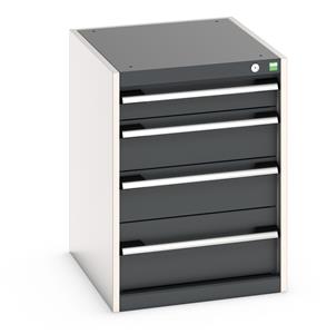 Bott Cubio drawer cabinet with overall dimensions of 525mm wide x 650mm deep x 700mm high Cabinet consists of 1 x 100mm, 2 x 150mm and 1 x 200mm high drawers 100% extension drawer with internal dimensions of 400mm wide x 525mm deep. The drawers... Bott Cubio Drawer Cabinets 525 x 650 Engineering tool storage cabinets